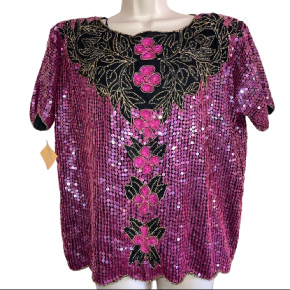 Pink sequins top